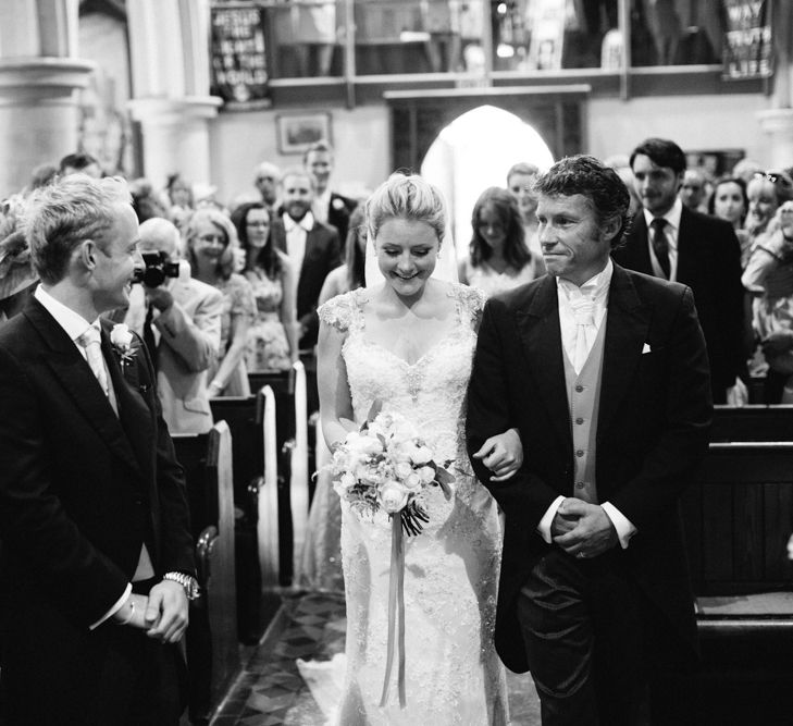 Bride in Maggie Sottero Wedding Dress Church Ceremony