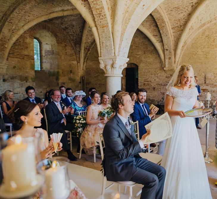 Bride in Justin Alexander Wedding Dress | Groom in Gresham Blake Suit | Outdoor Destination wedding at San Galgano Abbey, near Siena | Lush Imaging | Mrs Mash Up Films