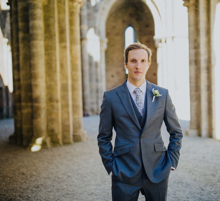 Groom in Gresham Blake Suit | Outdoor Destination wedding at San Galgano Abbey, near Siena | Lush Imaging | Mrs Mash Up Films