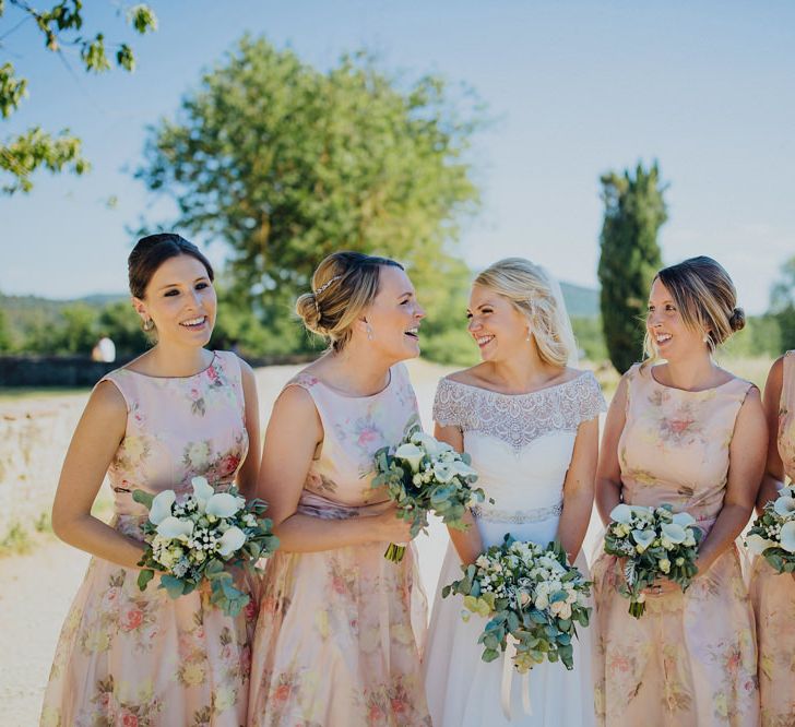 Bridesmaids in Floral ASOS Dresses | Outdoor Destination wedding in the Tuscan Hills at Villa Podernovo, near Siena | Lush Imaging | Mrs Mash Up Films