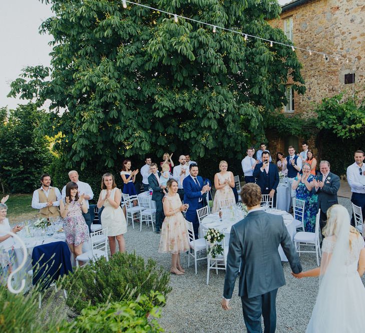 Bride in Justin Alexander Wedding Dress | Groom in Gresham Blake Suit | Outdoor Destination wedding in the Tuscan Hills at Villa Podernovo, near Siena | Lush Imaging | Mrs Mash Up Films