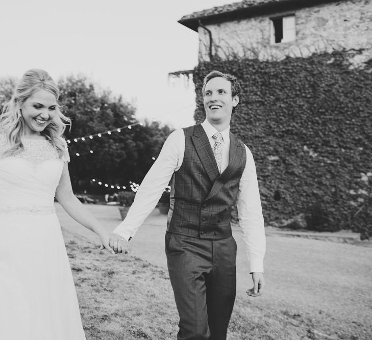 Bride in Justin Alexander Wedding Dress | Groom in Gresham Blake Suit | Outdoor Destination wedding in the Tuscan Hills at Villa Podernovo, near Siena | Lush Imaging | Mrs Mash Up Films