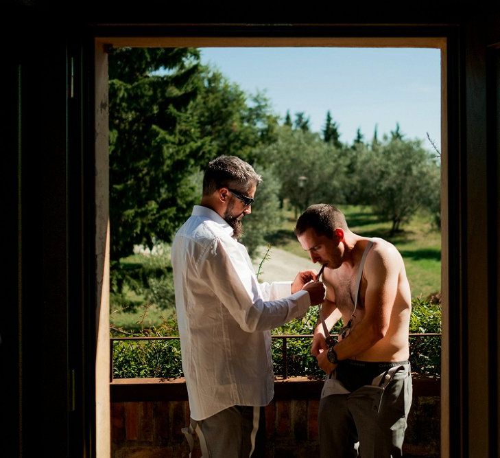 Wedding Morning Grooms Preparations | Destination Wedding at Pienza, Italy | Nordica Photography