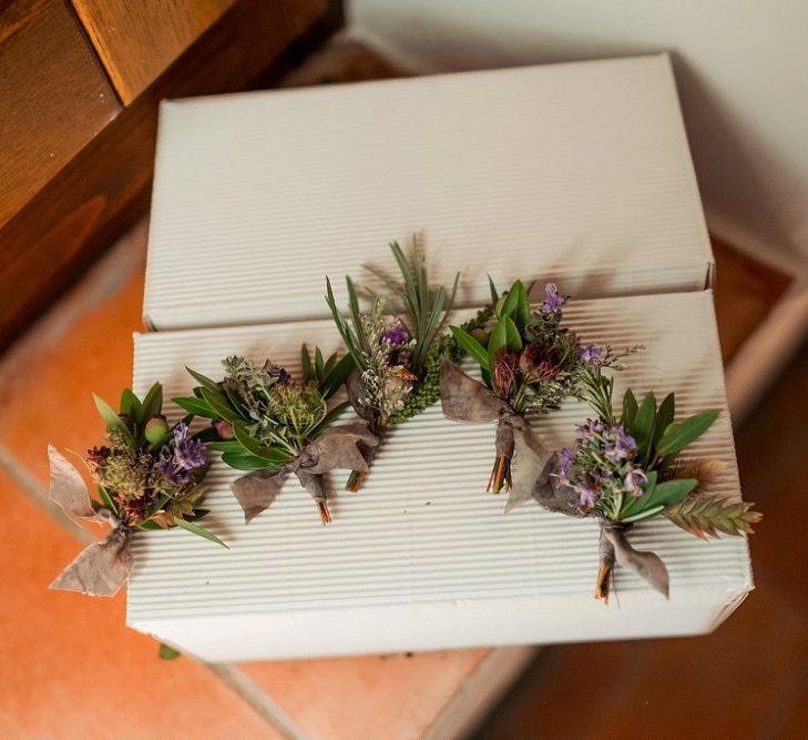 Green & Purple Buttonholes | Destination Wedding at Pienza, Italy | Nordica Photography