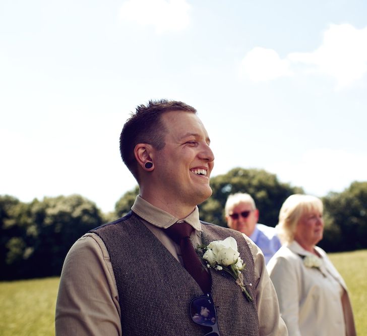 Groom in Tweed at the Altar | Vintage Weddings Photography