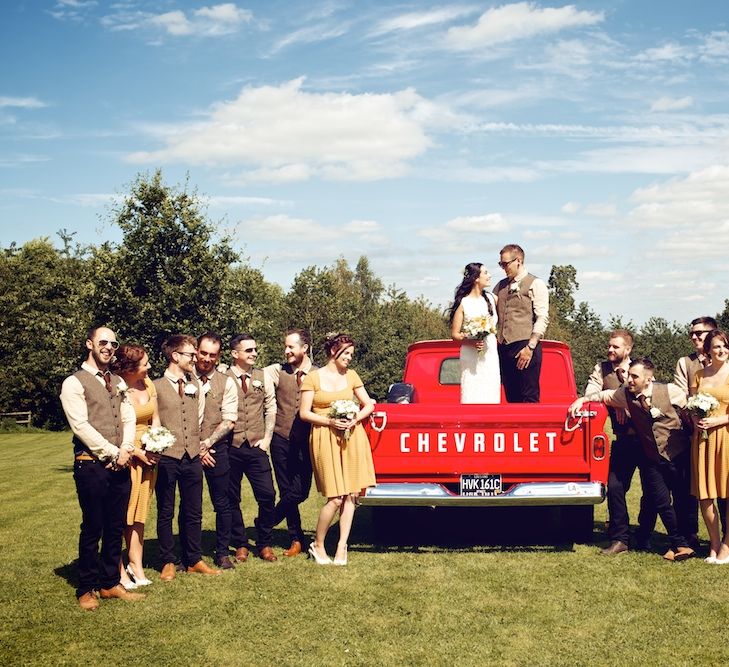 Bridal Party | Groomsmen in Tweed & Bridesmaids in Mustard Yellow ASOS Dresses | Vintage Weddings Photography