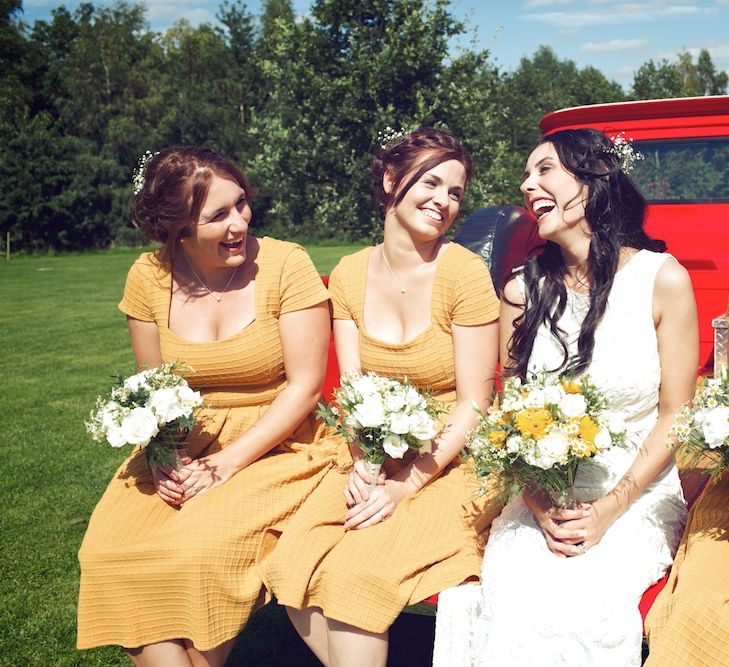 Bride & Bridesmaids in Mustard Yellow ASOS Dresses | Vintage Weddings Photography