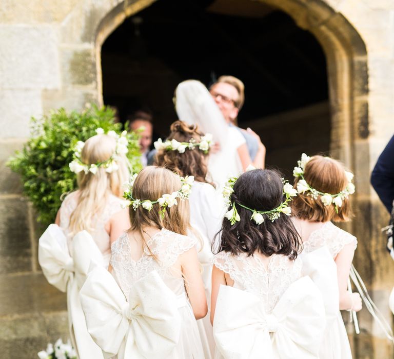 Flower Girls with Bows & Flower Crowns