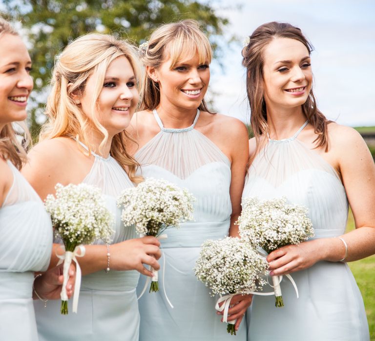 Bridesmaids in Pastel Blue Dresses