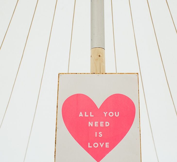 All You Need Is Love Sign | At Home Greenery Filled Marquee Wedding in Yorkshire | Craig Williams Photography