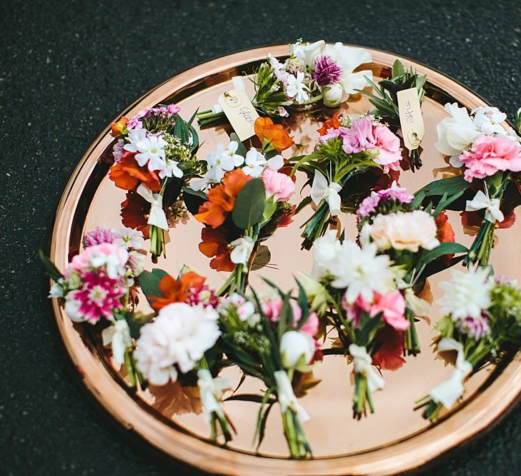 Buttonholes | At Home Greenery Filled Marquee Wedding in Yorkshire | Craig Williams Photography