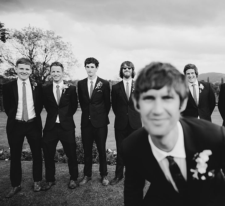 Groomsmen in Navy Paul Smith Suits | At Home Greenery Filled Marquee Wedding in Yorkshire | Craig Williams Photography