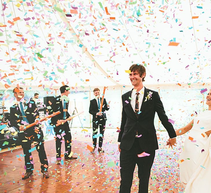 Confetti Bomb | At Home Greenery Filled Marquee Wedding in Yorkshire | Craig Williams Photography