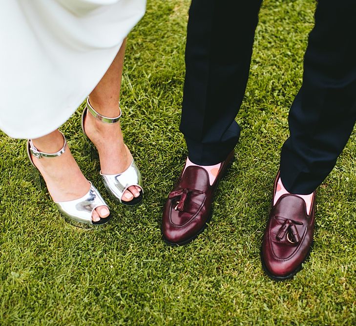 Wedding Shoes | At Home Greenery Filled Marquee Wedding in Yorkshire | Craig Williams Photography