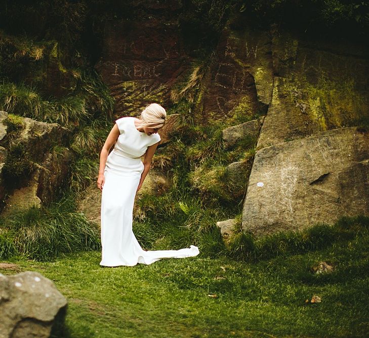 Bride in Bespoke Bon Bride Gown | At Home Greenery Filled Marquee Wedding in Yorkshire | Craig Williams Photography