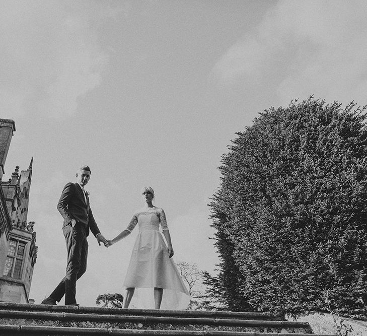 Stylish Bride in Separates by Noble and Wright | Groom in Folk Suit | Marshal Gray Photography