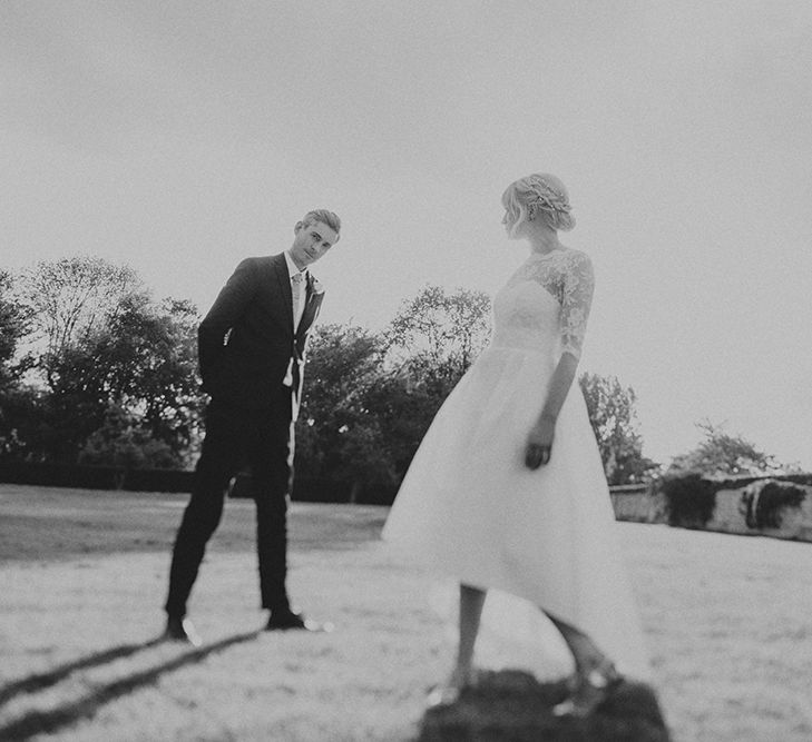 Stylish Bride in Separates by Noble and Wright | Groom in Folk Suit | Marshal Gray Photography