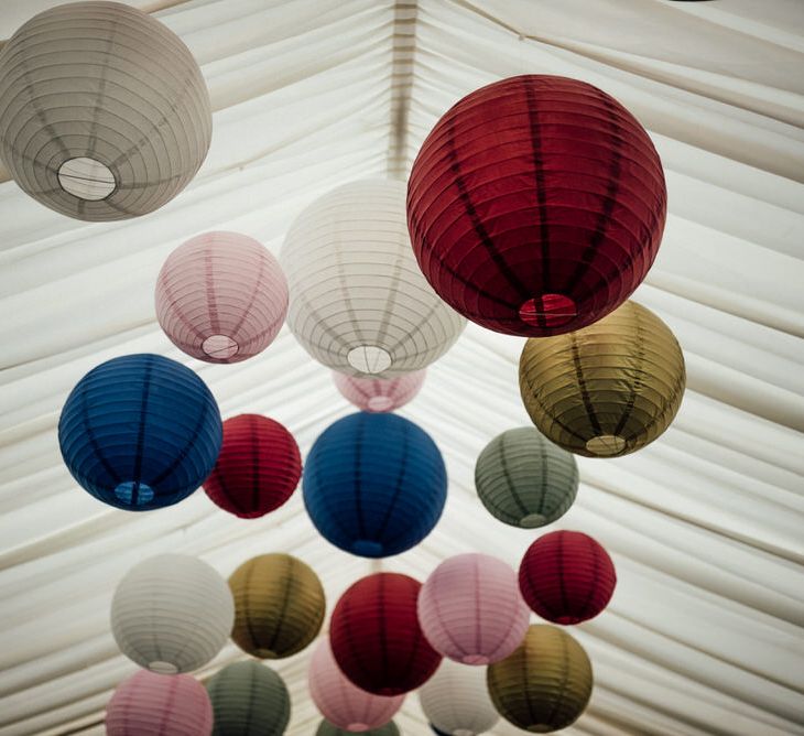 Coloured Lanterns For Marquee Wedding