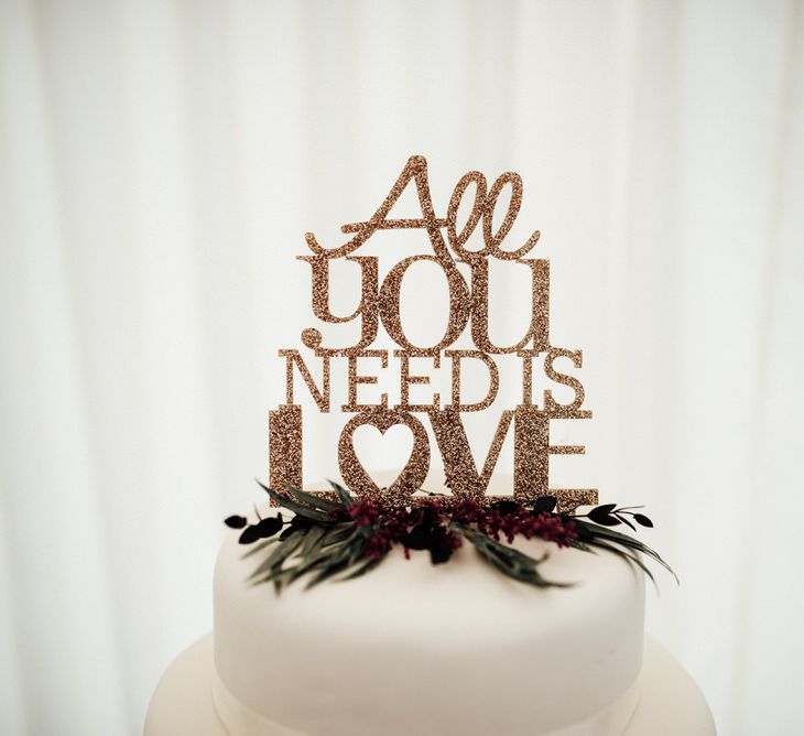 Gold Glitter All You Need Is Love Cake Topper