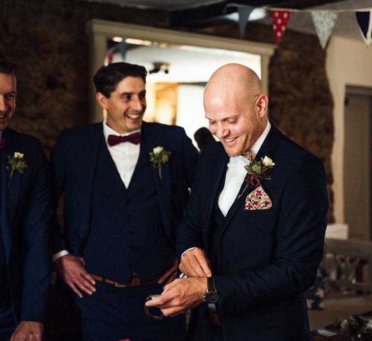 Raspberry, Gold & Navy Colour Palette Marquee Wedding With Suzanne Neville Bride & Bridesmaids In Raspberry Multiway Dresses Images From Michelle Wood