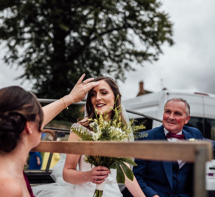 Raspberry, Gold & Navy Colour Palette Marquee Wedding With Suzanne Neville Bride & Bridesmaids In Raspberry Multiway Dresses Images From Michelle Wood