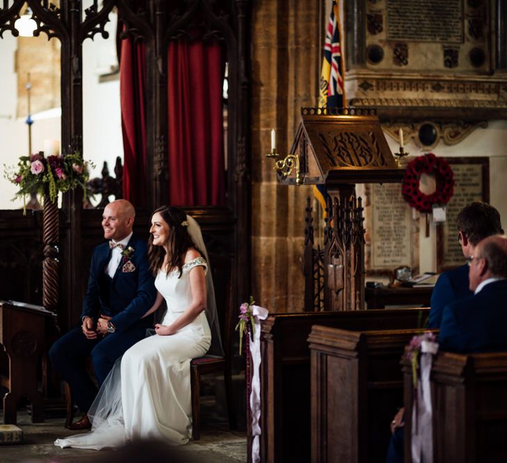 Raspberry, Gold & Navy Colour Palette Marquee Wedding With Suzanne Neville Bride & Bridesmaids In Raspberry Multiway Dresses Images From Michelle Wood