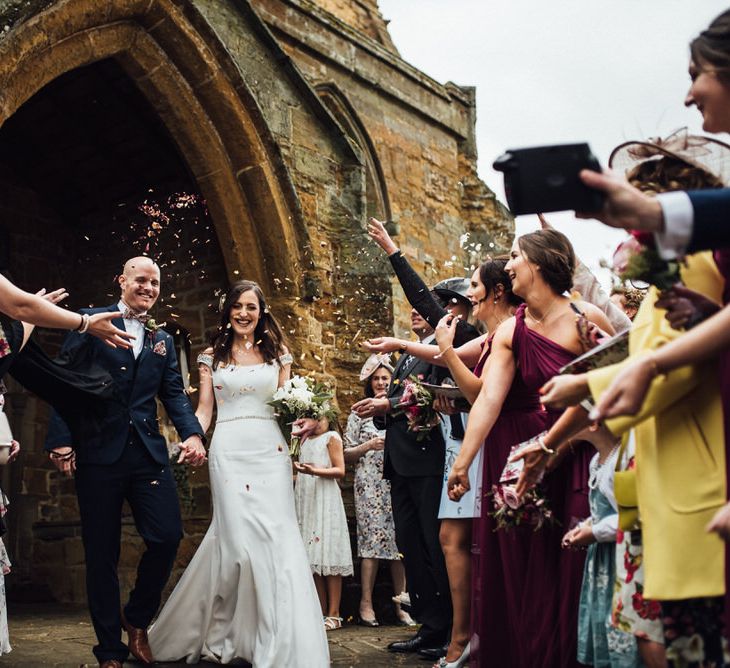 Raspberry, Gold & Navy Colour Palette Marquee Wedding With Suzanne Neville Bride & Bridesmaids In Raspberry Multiway Dresses Images From Michelle Wood