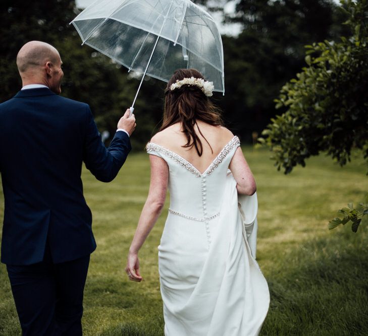 Raspberry, Gold & Navy Colour Palette Marquee Wedding With Suzanne Neville Bride & Bridesmaids In Raspberry Multiway Dresses Images From Michelle Wood