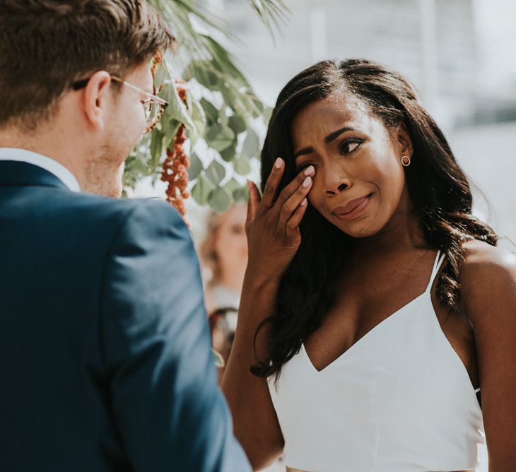 Wedding Ceremony | Vows | Emotional Bride in Charlie Brear Gown | Botanical Orangery Wedding at Horniman Museum & Gardens, London | Fern Edwards Photography