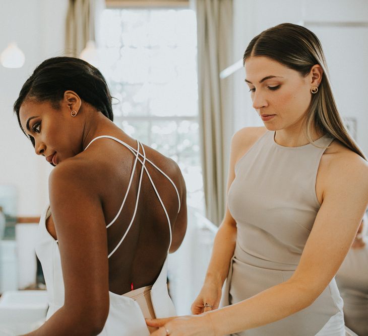 Charlie Brear Spagetti Strap Wedding Gown | Botanical Orangery Wedding at Horniman Museum & Gardens, London | Fern Edwards Photography