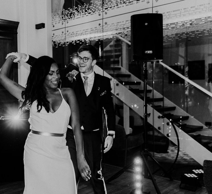 First Dance | Bride in Charlie Brear Gown | Groom in Moss Bros Suit | City Wedding at Town Hall Hotel, Bethnal Green | Fern Edwards Photography