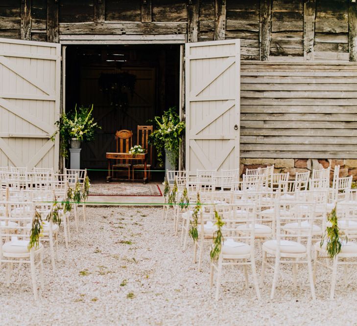 Aisle & Altar Style | Wedding Decor | Rustic, Greenery Wedding at Pimhill Barns Shropshire | Clara Cooper Photography | Second Shooter Helen Jane Smiddy Photography