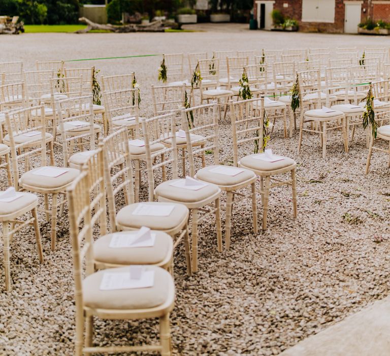 Aisle Chairs | Rustic, Greenery Wedding at Pimhill Barns Shropshire | Clara Cooper Photography | Second Shooter Helen Jane Smiddy Photography