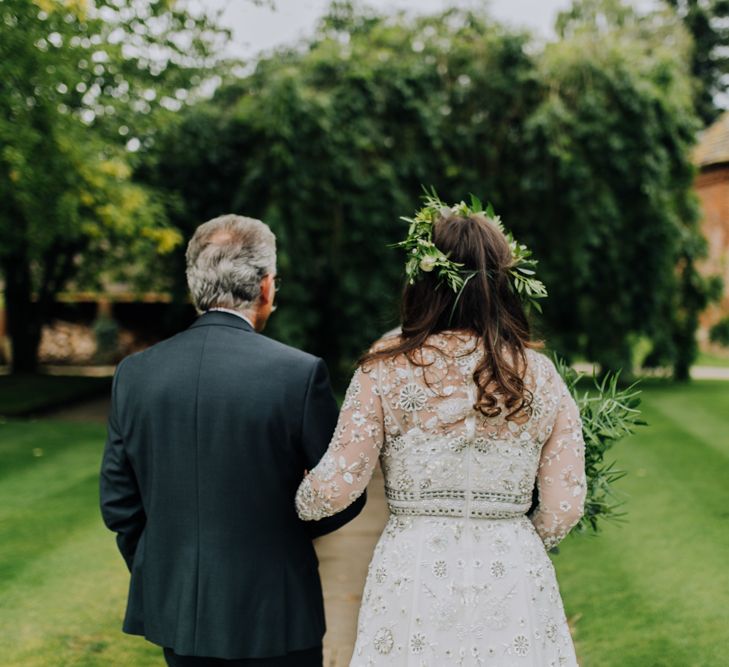 Father of the Bride | Bride in Needle & Thread Bridal Gown | Rustic, Greenery Wedding at Pimhill Barns Shropshire | Clara Cooper Photography | Second Shooter Helen Jane Smiddy Photography