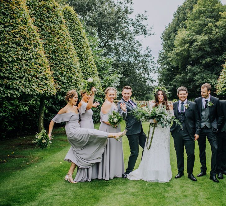 Wedding Party | Bride in Needle & Thread| Bridesmaids in ReWritten | Groom in Ted Baker | Rustic, Greenery Wedding at Pimhill Barns Shropshire | Clara Cooper Photography | Second Shooter Helen Jane Smiddy Photography