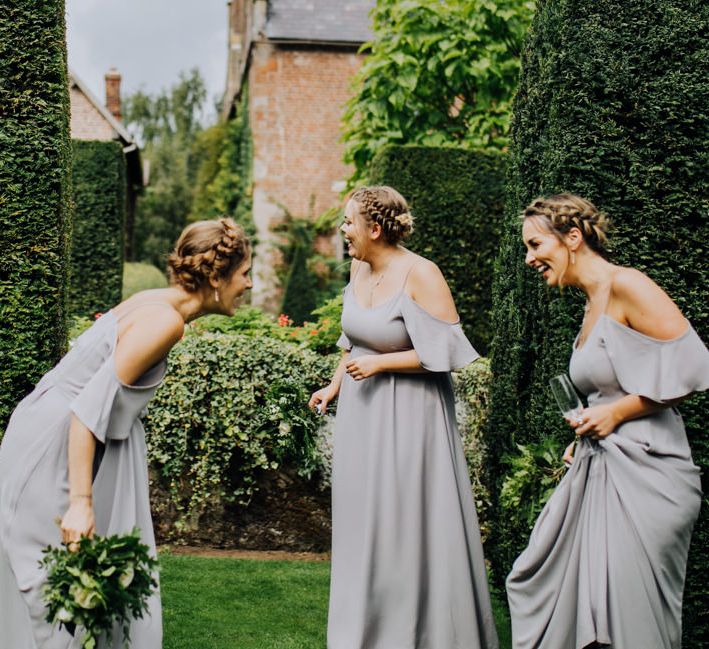 Bridesmaids in Grey ReWritten Dresses | Rustic, Greenery Wedding at Pimhill Barns Shropshire | Clara Cooper Photography | Second Shooter Helen Jane Smiddy Photography