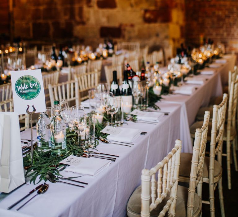 Trestle Reception Table | Rustic, Greenery Wedding at Pimhill Barns Shropshire | Clara Cooper Photography | Second Shooter Helen Jane Smiddy Photography