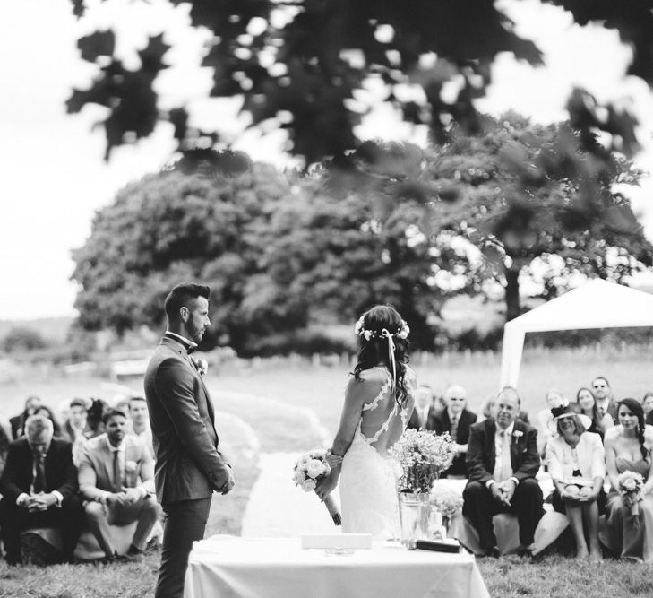 Rustic Wedding With Outdoor Ceremony And Hay Bale Seating Area