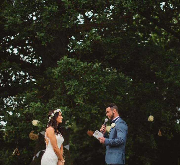 Rustic Wedding With Outdoor Ceremony And Hay Bale Seating Area