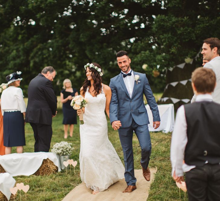 Rustic Wedding With Outdoor Ceremony And Hay Bale Seating Area