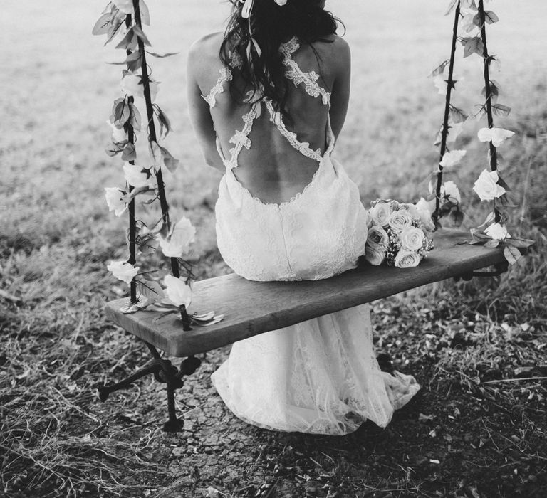 Bride & Groom On Swing