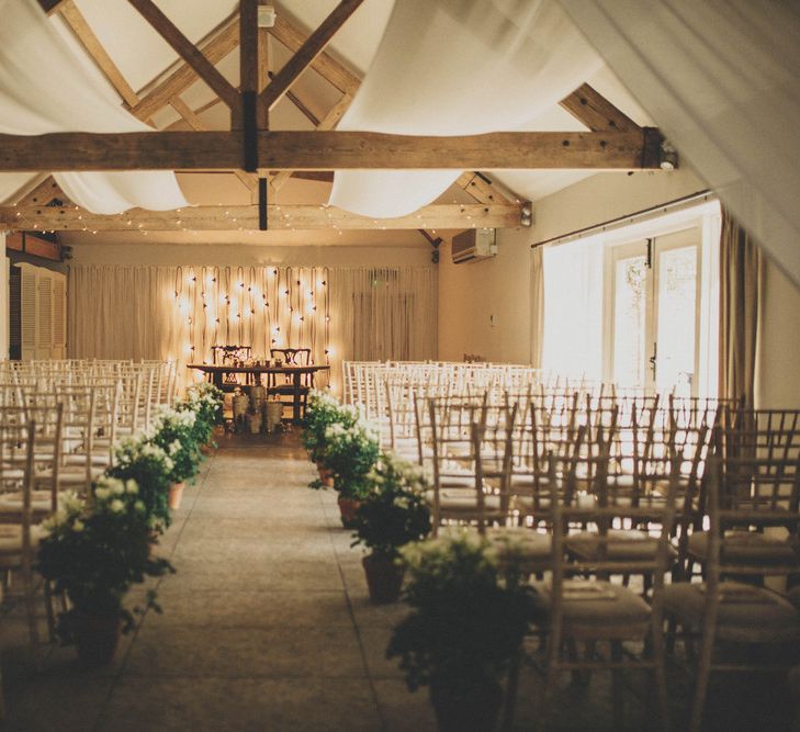 Ceremony Room at Farbridge Farm with Wild Flower & Greenery Aisle Decor