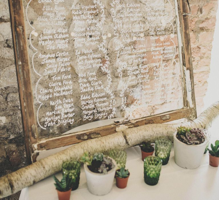 Glass Mirror Table Plan & Rustic Decor