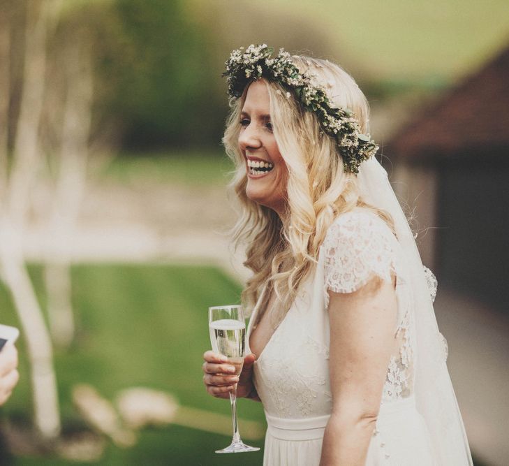 Bride with Greenery Flower Crown