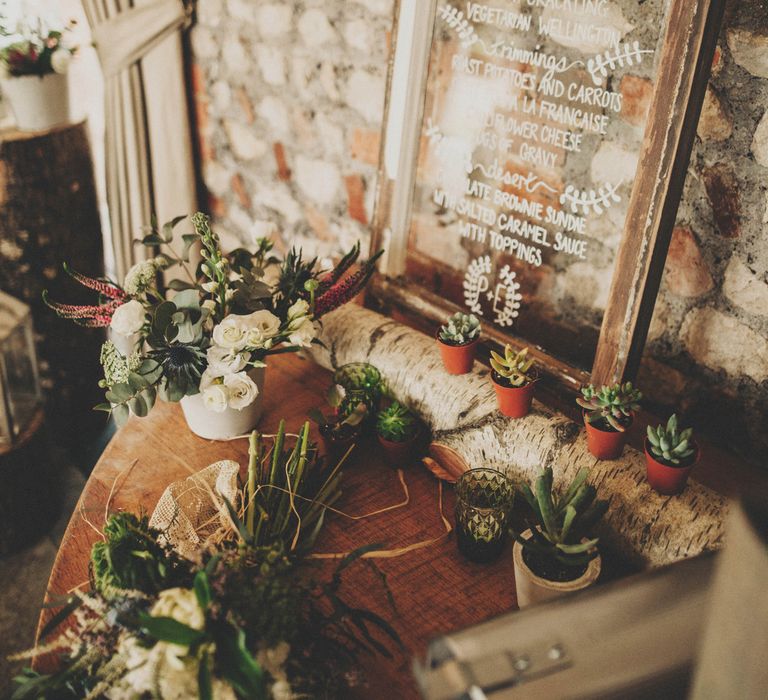 Glass Menu with Rustic Decor