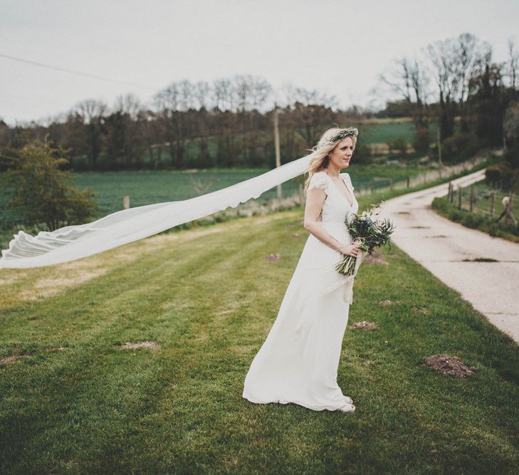 Boho Bride in Laure de Sagazan Allen Bridal Gown from The Mews Nottinghill