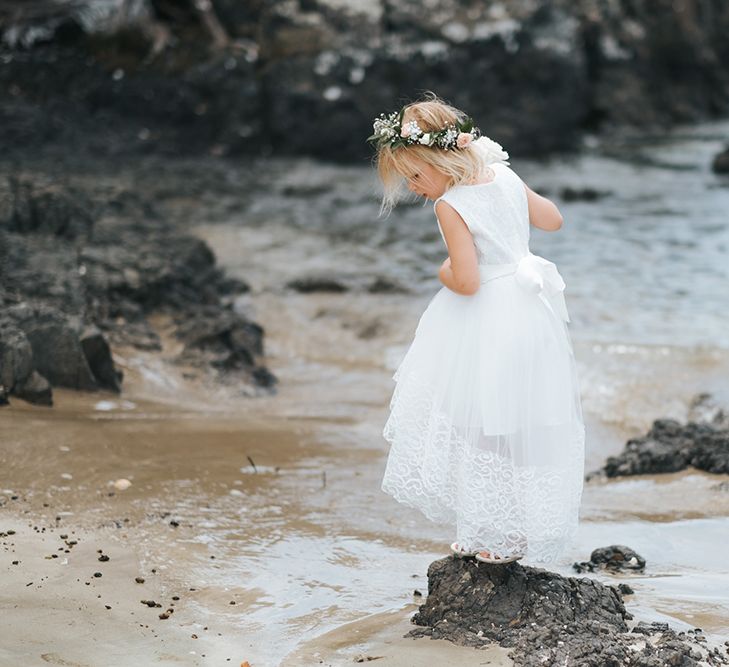 Flower Girl | Outdoor Coastal Wedding at Ohawini Bay in New Zealand with Natural Garden Party Reception | Miss Gen Photography