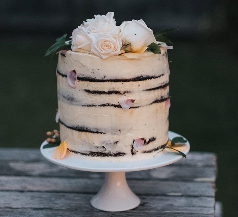 Homemade Cake | Marquee Reception with Wood, Greenery & Festoon Light Decor | Outdoor Coastal Wedding at Ohawini Bay in New Zealand with Natural Garden Party Reception | Miss Gen Photography