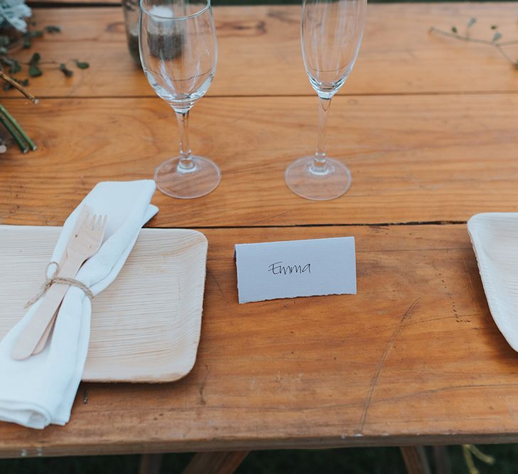 Place Setting | Outdoor Coastal Wedding at Ohawini Bay in New Zealand with Natural Garden Party Reception | Miss Gen Photography