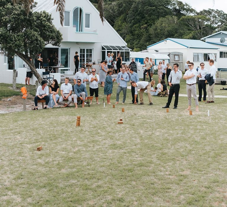 Outdoor Coastal Wedding at Ohawini Bay in New Zealand with Natural Garden Party Reception | Miss Gen Photography